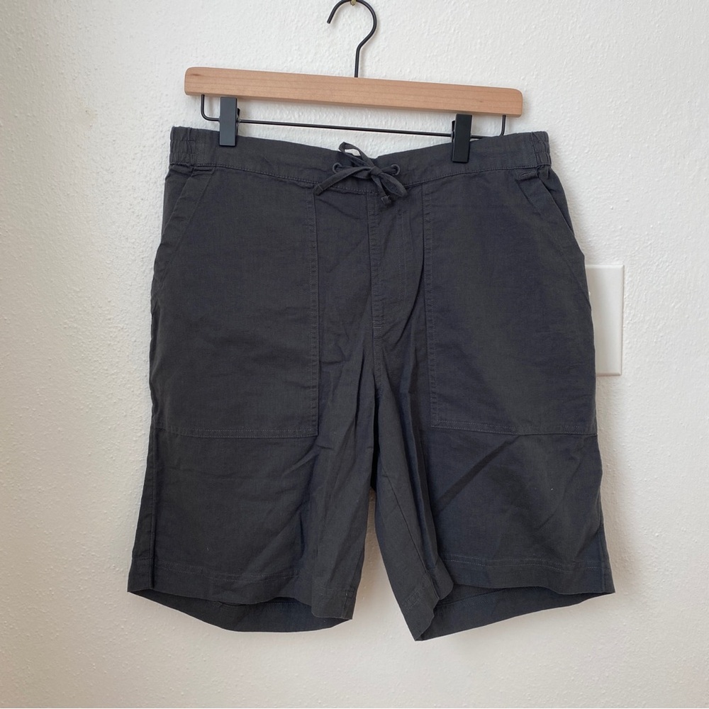 NWT Men's Pact Organic Cotton Linen Pull On Drawstring Shorts Grey Size Large - Picture 2 of 7
